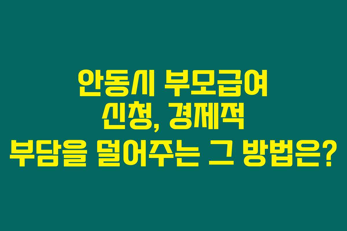 안동시 부모급여 신청, 경제적 부담을 덜어주는 그 방법은?