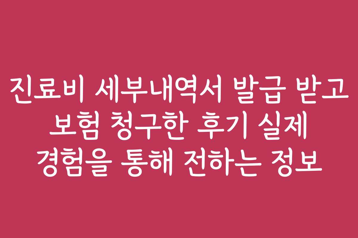진료비 세부내역서 발급 받고 보험 청구한 후기 실제 경험을 통해 전하는 정보