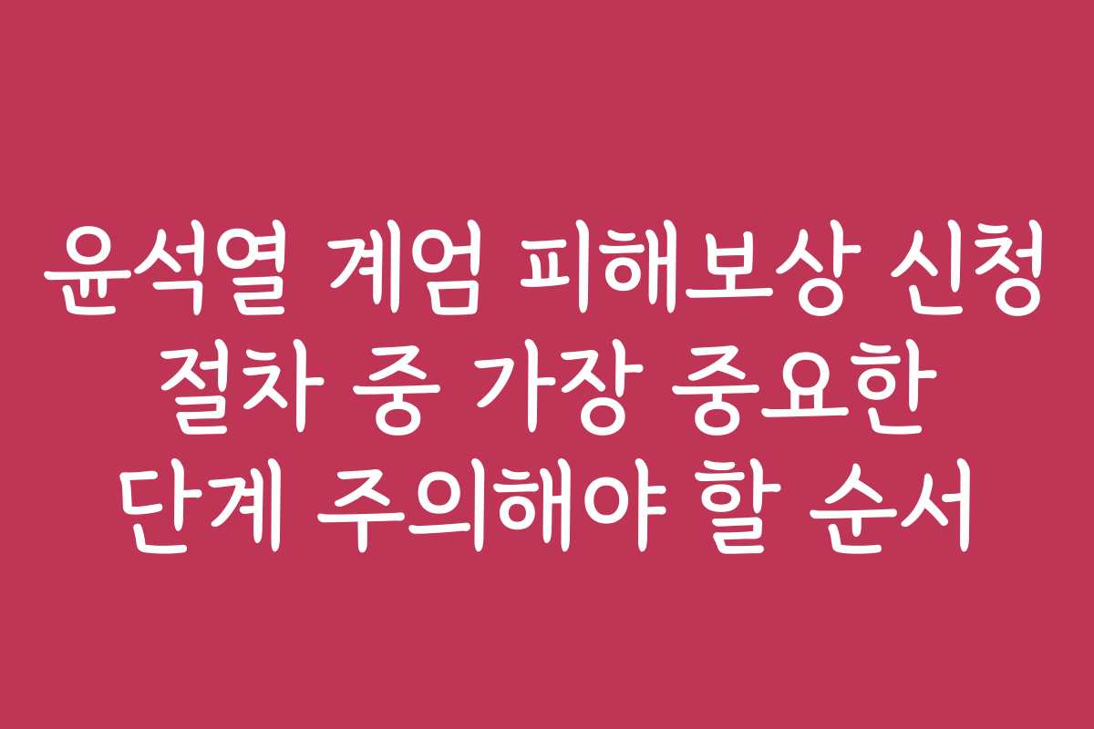 윤석열 계엄 피해보상 신청 절차 중 가장 중요한 단계 주의해야 할 순서