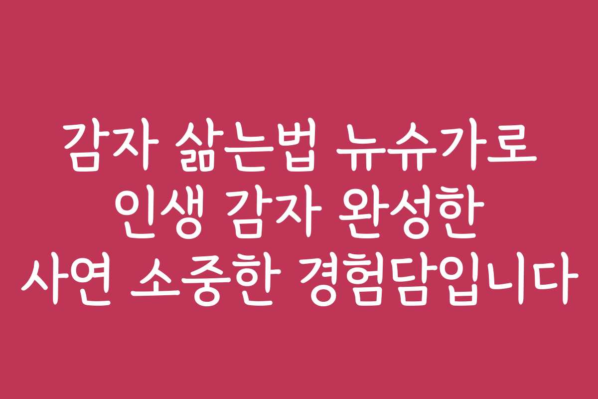 감자 삶는법 뉴슈가로 인생 감자 완성한 사연 소중한 경험담입니다