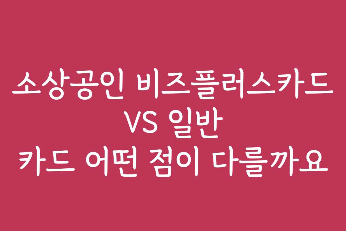 소상공인 비즈플러스카드 VS 일반 카드 어떤 점이 다를까요