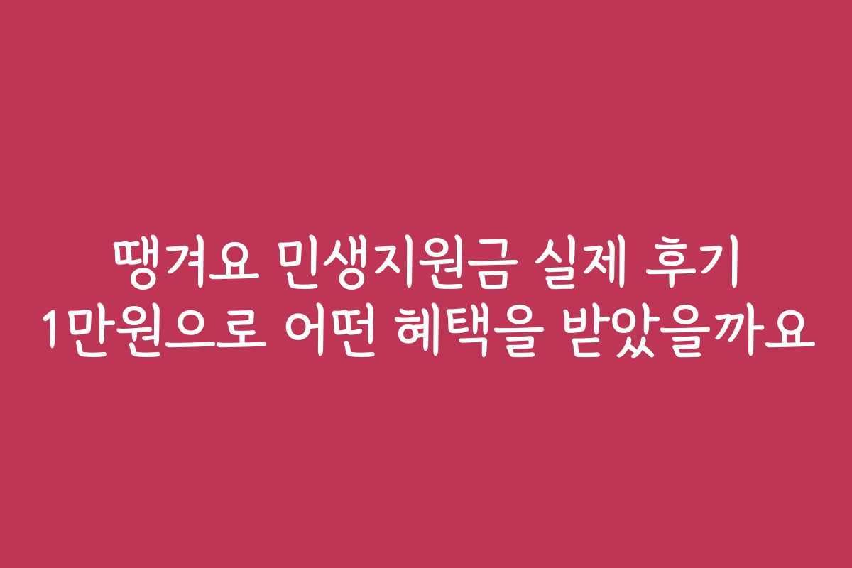 땡겨요 민생지원금 실제 후기 1만원으로 어떤 혜택을 받았을까요