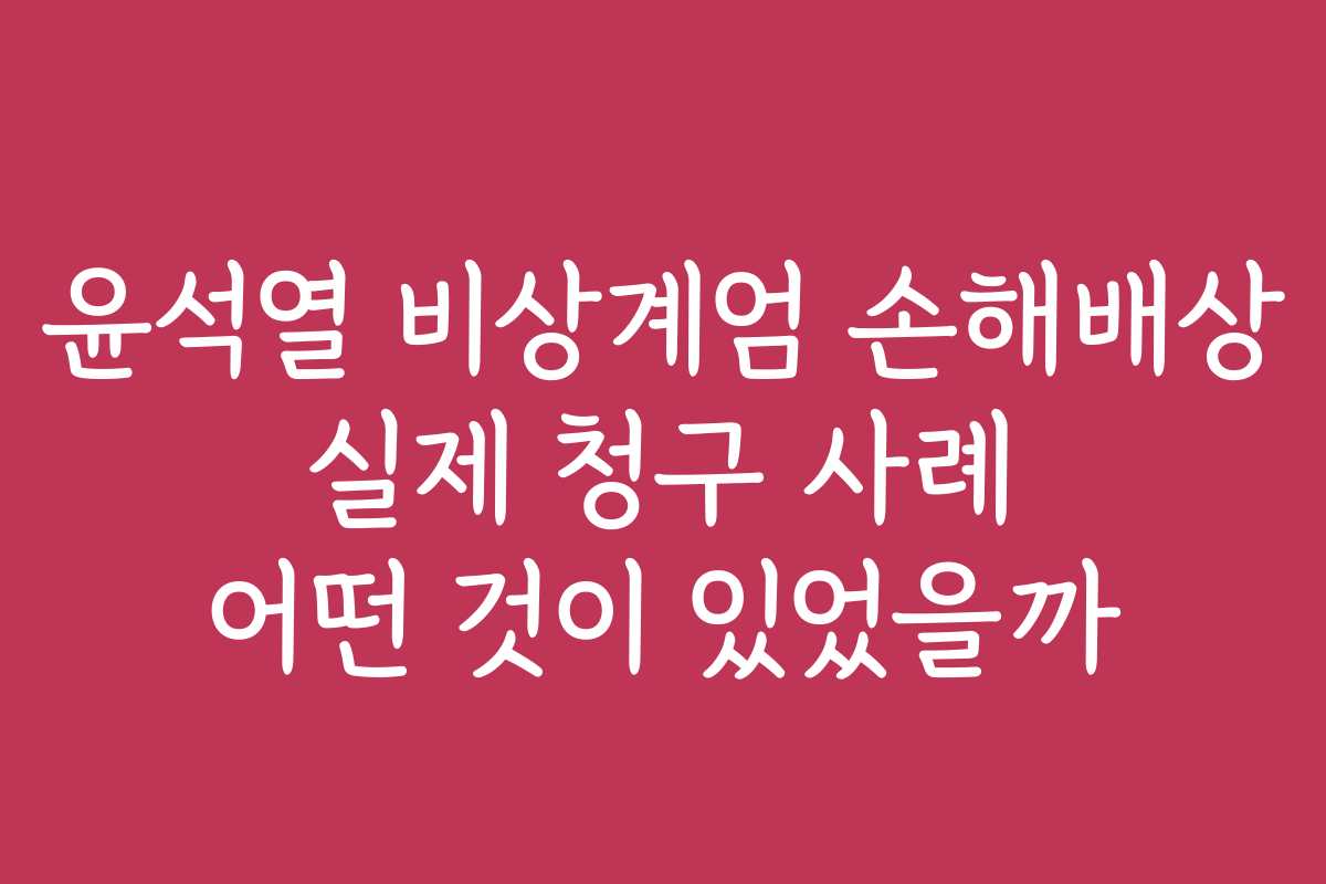 윤석열 비상계엄 손해배상 실제 청구 사례 어떤 것이 있었을까
