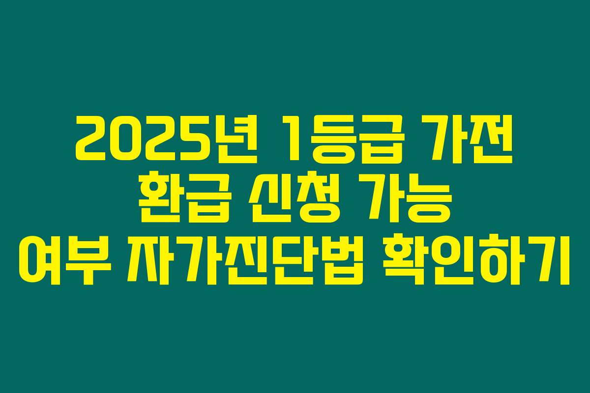2025년 1등급 가전 환급 신청 가능 여부 자가진단법 확인하기