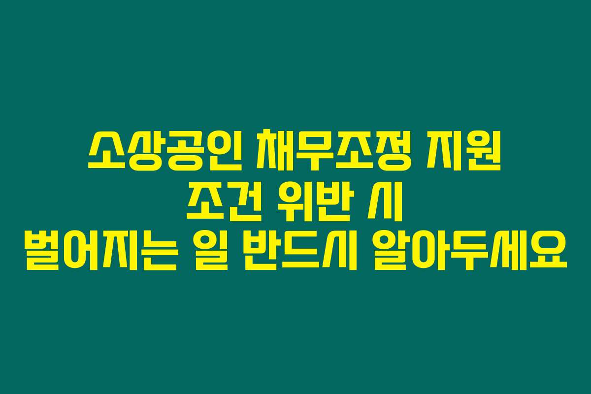 소상공인 채무조정 지원 조건 위반 시 벌어지는 일 반드시 알아두세요