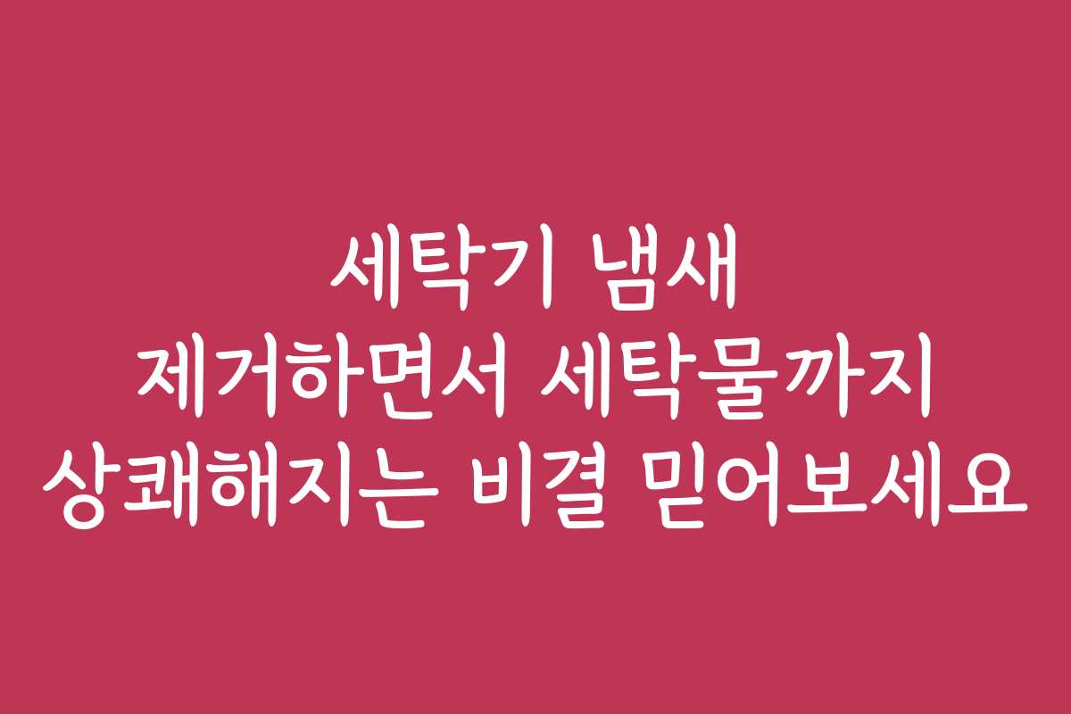 세탁기 냄새 제거하면서 세탁물까지 상쾌해지는 비결 믿어보세요