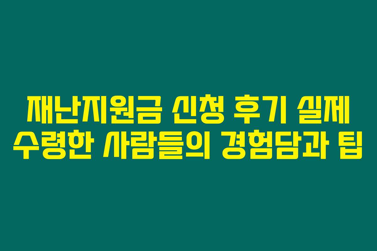 재난지원금 신청 후기 실제 수령한 사람들의 경험담과 팁