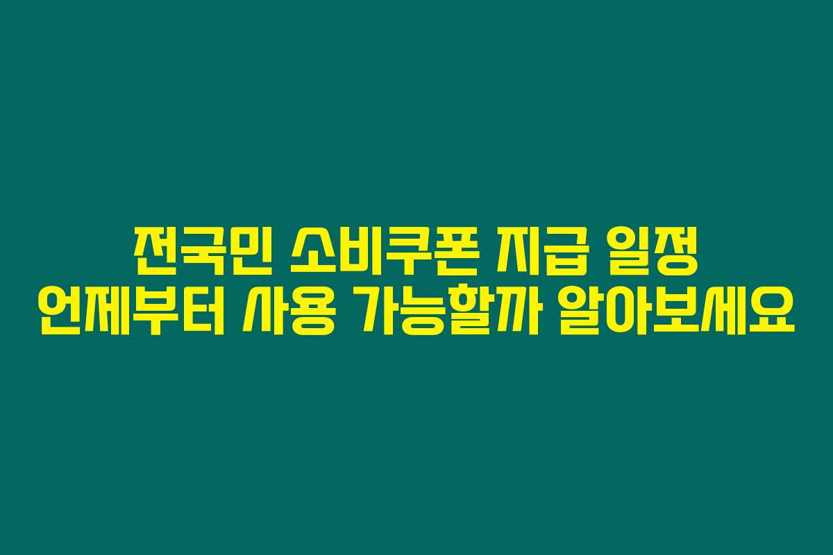 전국민 소비쿠폰 지급 일정 언제부터 사용 가능할까 알아보세요