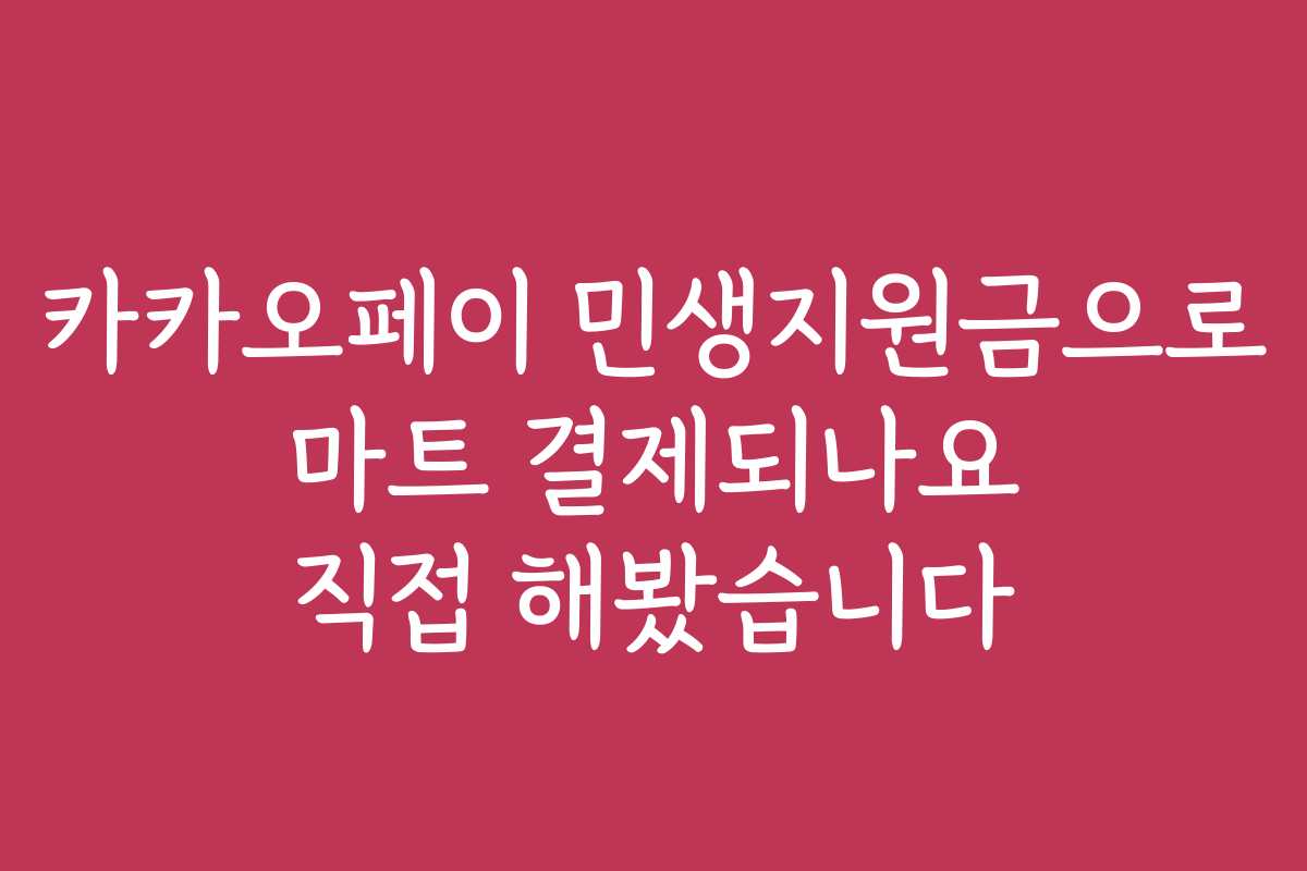카카오페이 민생지원금으로 마트 결제되나요 직접 해봤습니다