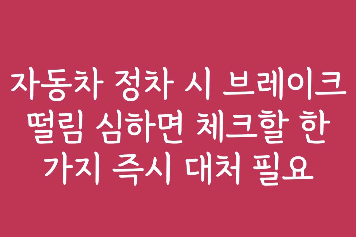 자동차 정차 시 브레이크 떨림 심하면 체크할 한 가지 즉시 대처 필요