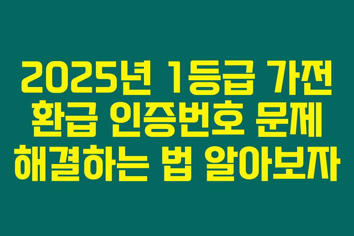 2025년 1등급 가전 환급 인증번호 문제 해결하는 법 알아보자