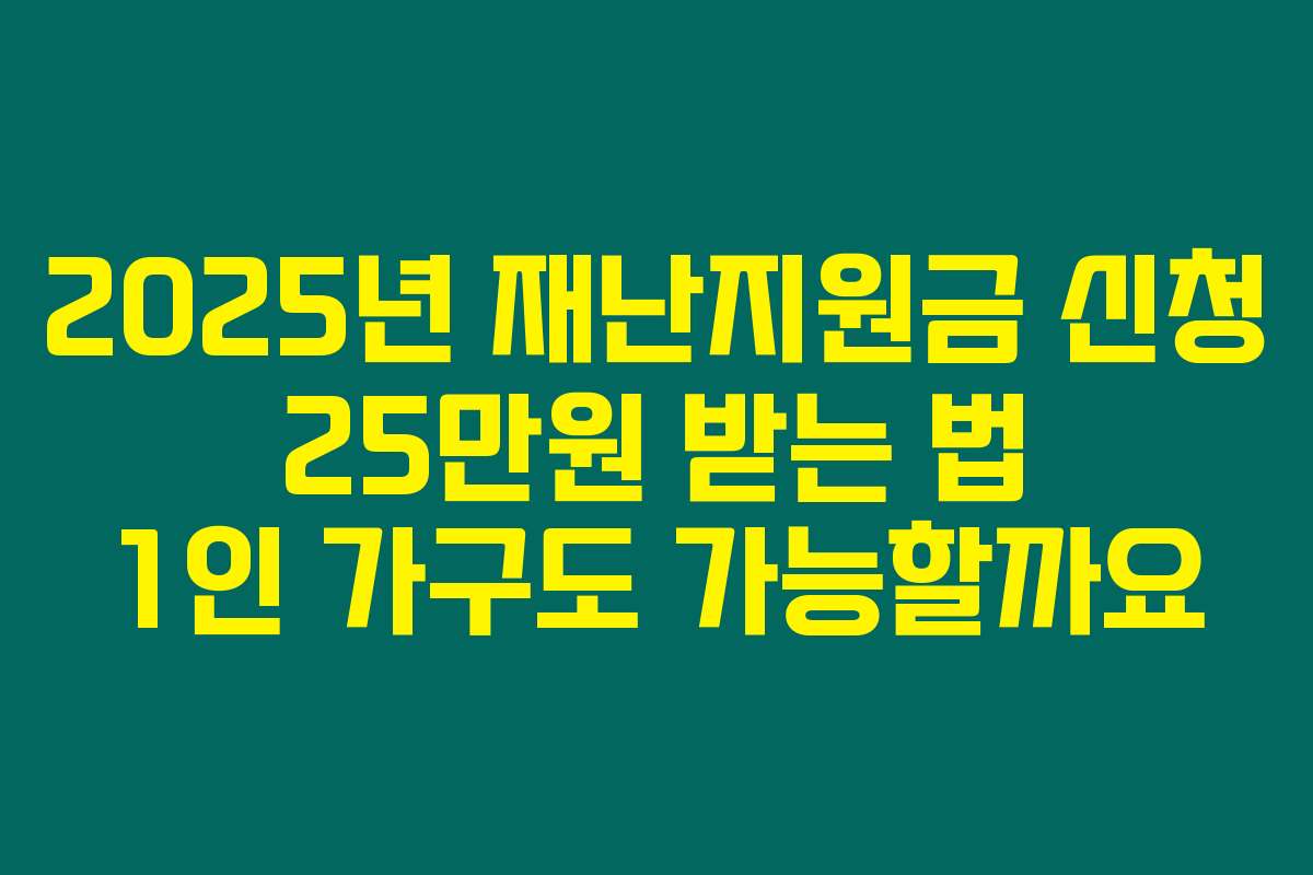 2025년 재난지원금 신청 25만원 받는 법 1인 가구도 가능할까요