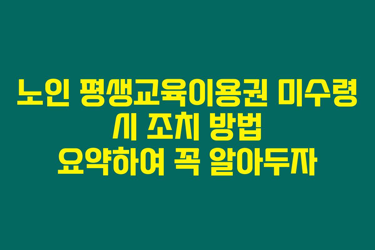 노인 평생교육이용권 미수령 시 조치 방법 요약하여 꼭 알아두자