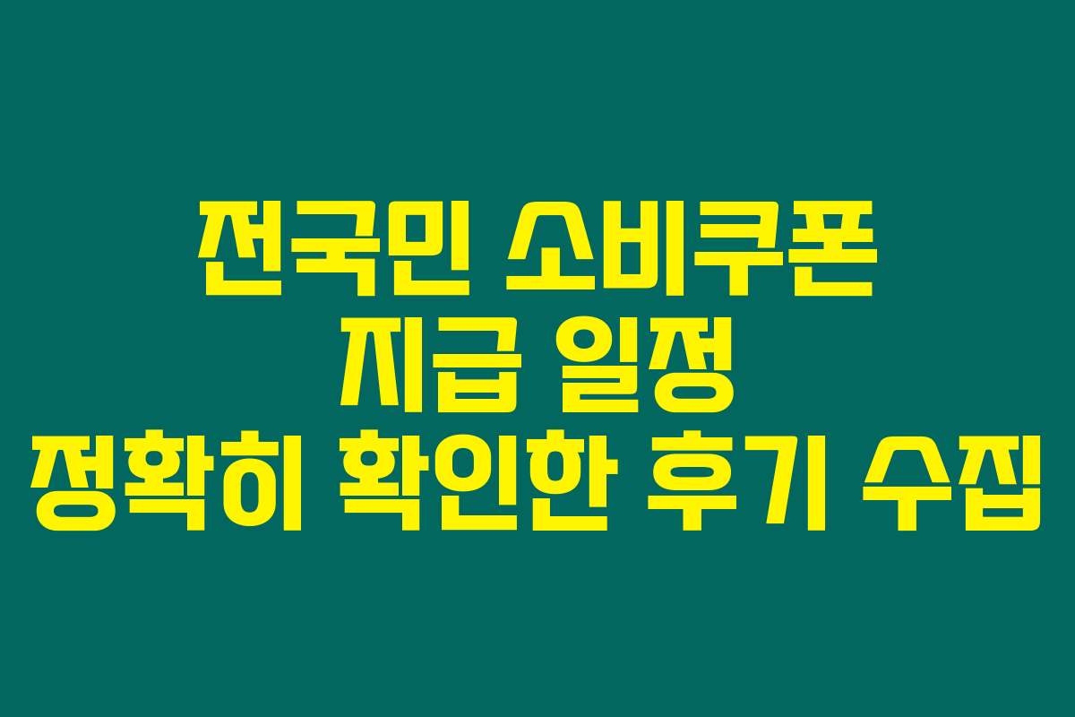 전국민 소비쿠폰 지급 일정 정확히 확인한 후기 수집