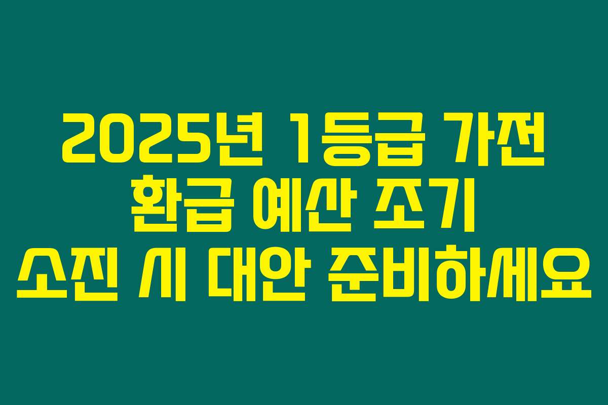 2025년 1등급 가전 환급 예산 조기 소진 시 대안 준비하세요