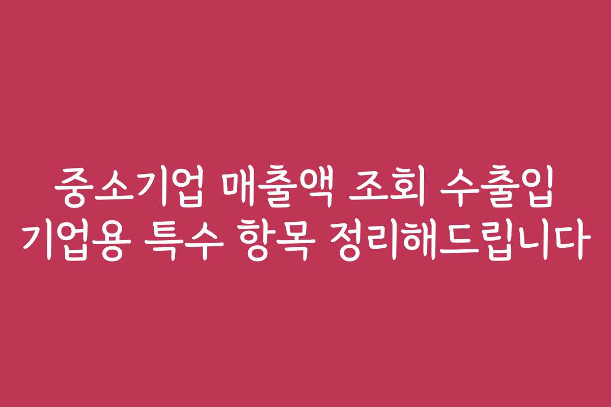 중소기업 매출액 조회 수출입 기업용 특수 항목 정리해드립니다