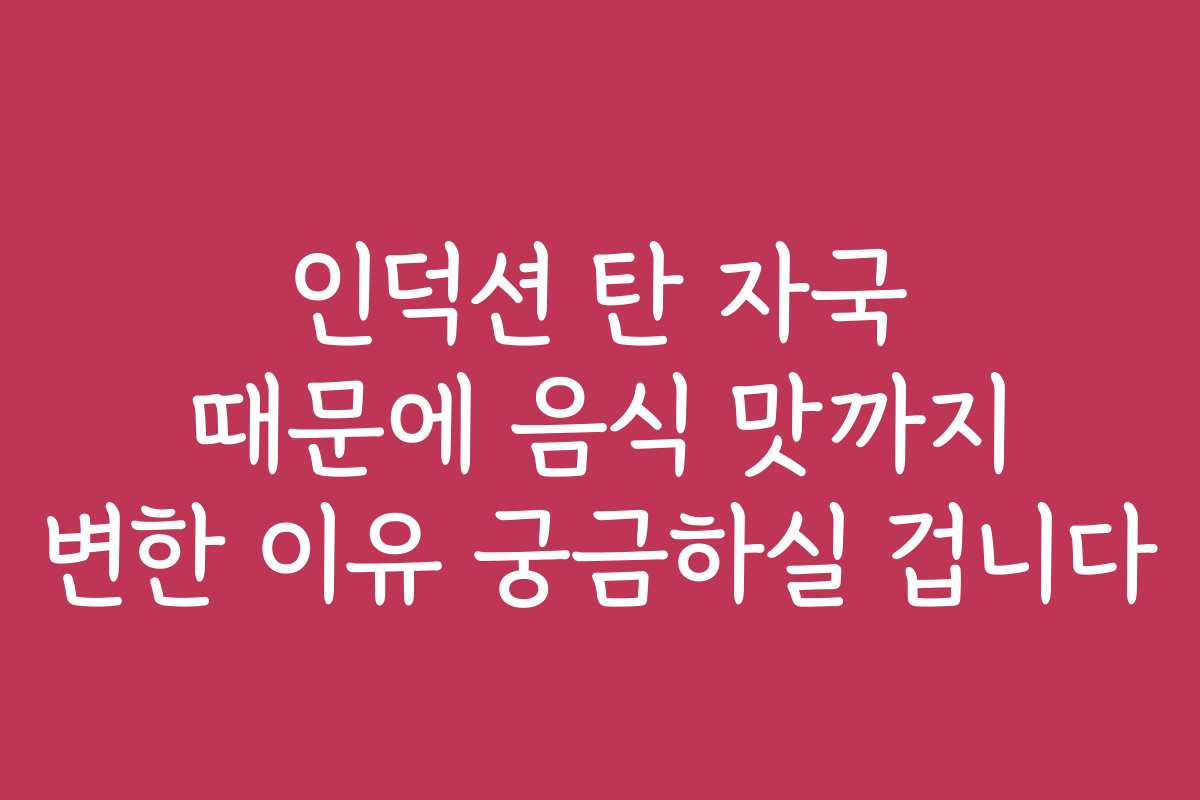 인덕션 탄 자국 때문에 음식 맛까지 변한 이유 궁금하실 겁니다