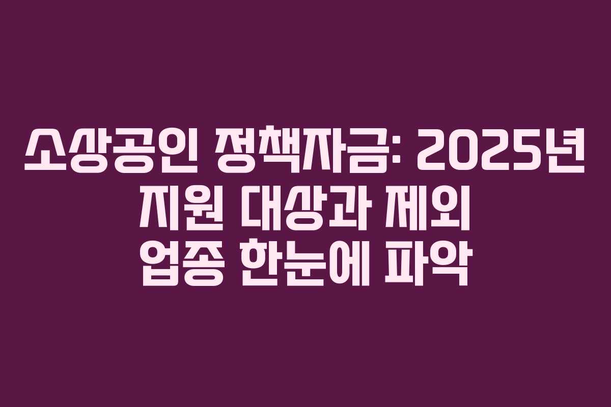 소상공인 정책자금: 2025년 지원 대상과 제외 업종 한눈에 파악