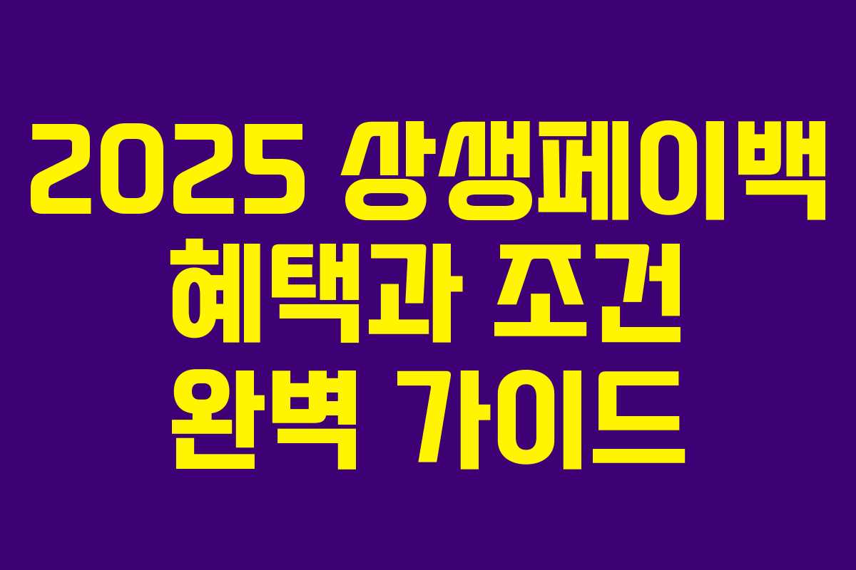 2025 상생페이백 혜택과 조건 완벽 가이드