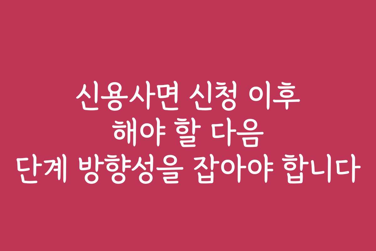 신용사면 신청 이후 해야 할 다음 단계 방향성을 잡아야 합니다