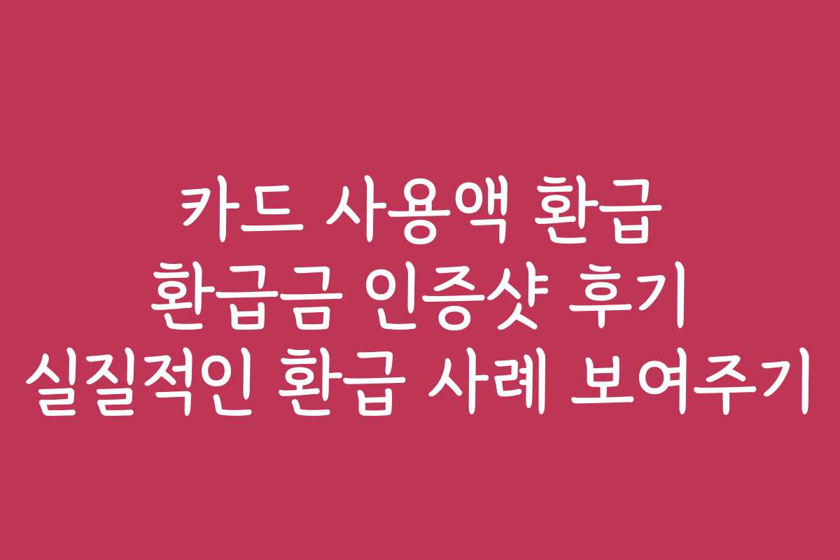 카드 사용액 환급 환급금 인증샷 후기 실질적인 환급 사례 보여주기