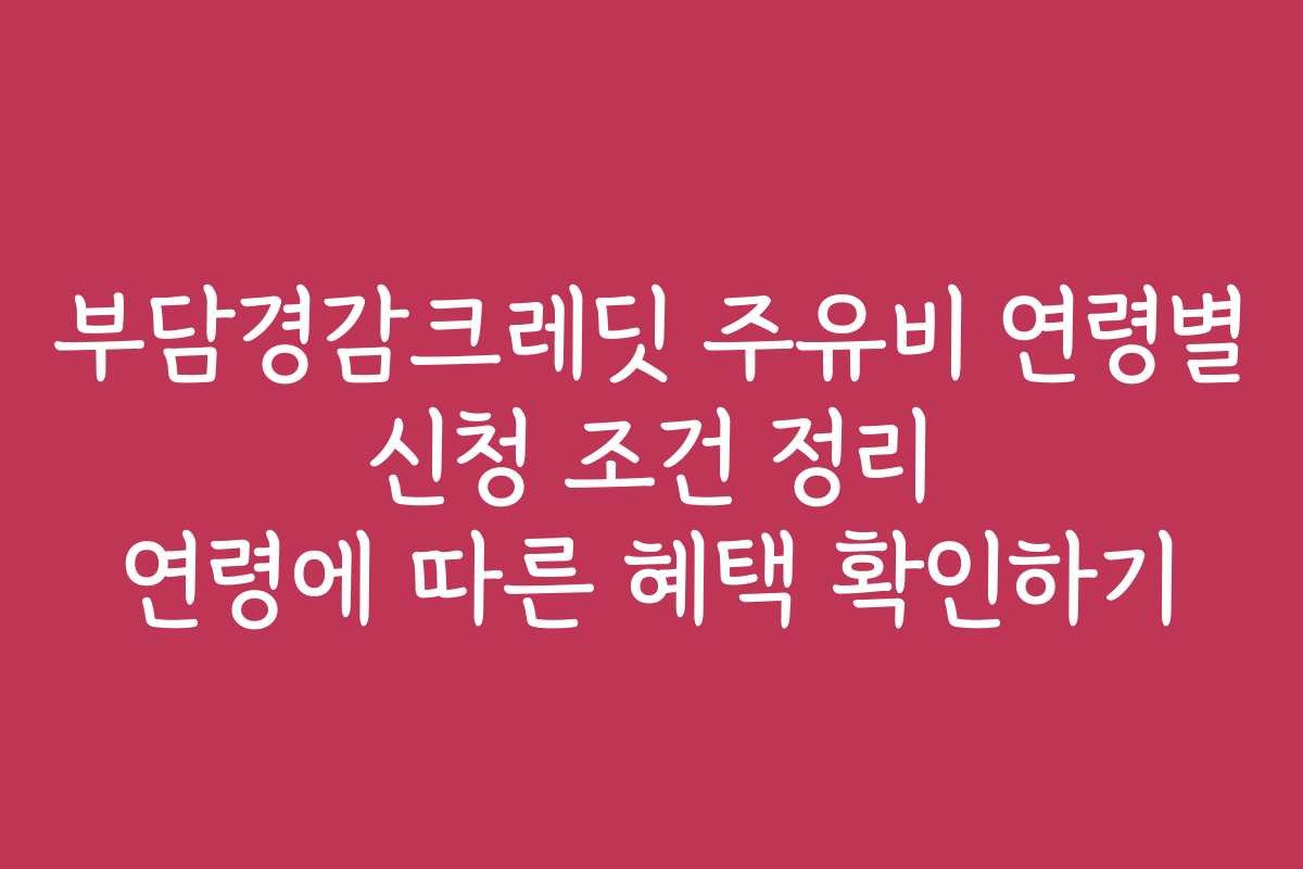 부담경감크레딧 주유비 연령별 신청 조건 정리 연령에 따른 혜택 확인하기