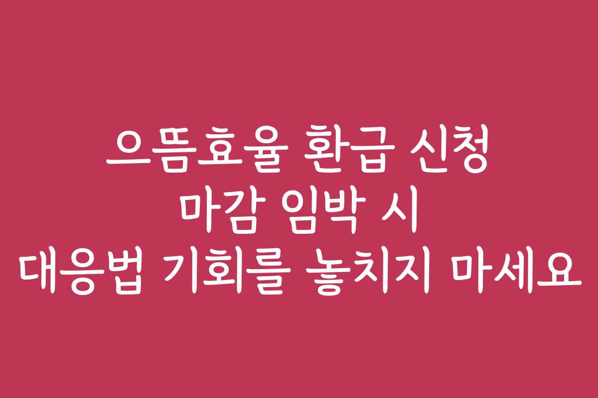 으뜸효율 환급 신청 마감 임박 시 대응법 기회를 놓치지 마세요