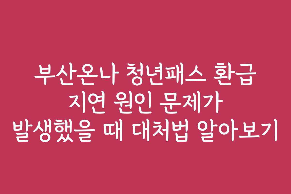 부산온나 청년패스 환급 지연 원인 문제가 발생했을 때 대처법 알아보기