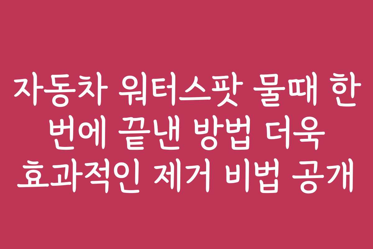 자동차 워터스팟 물때 한 번에 끝낸 방법 더욱 효과적인 제거 비법 공개
