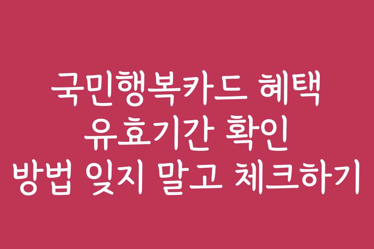 국민행복카드 혜택 유효기간 확인 방법 잊지 말고 체크하기