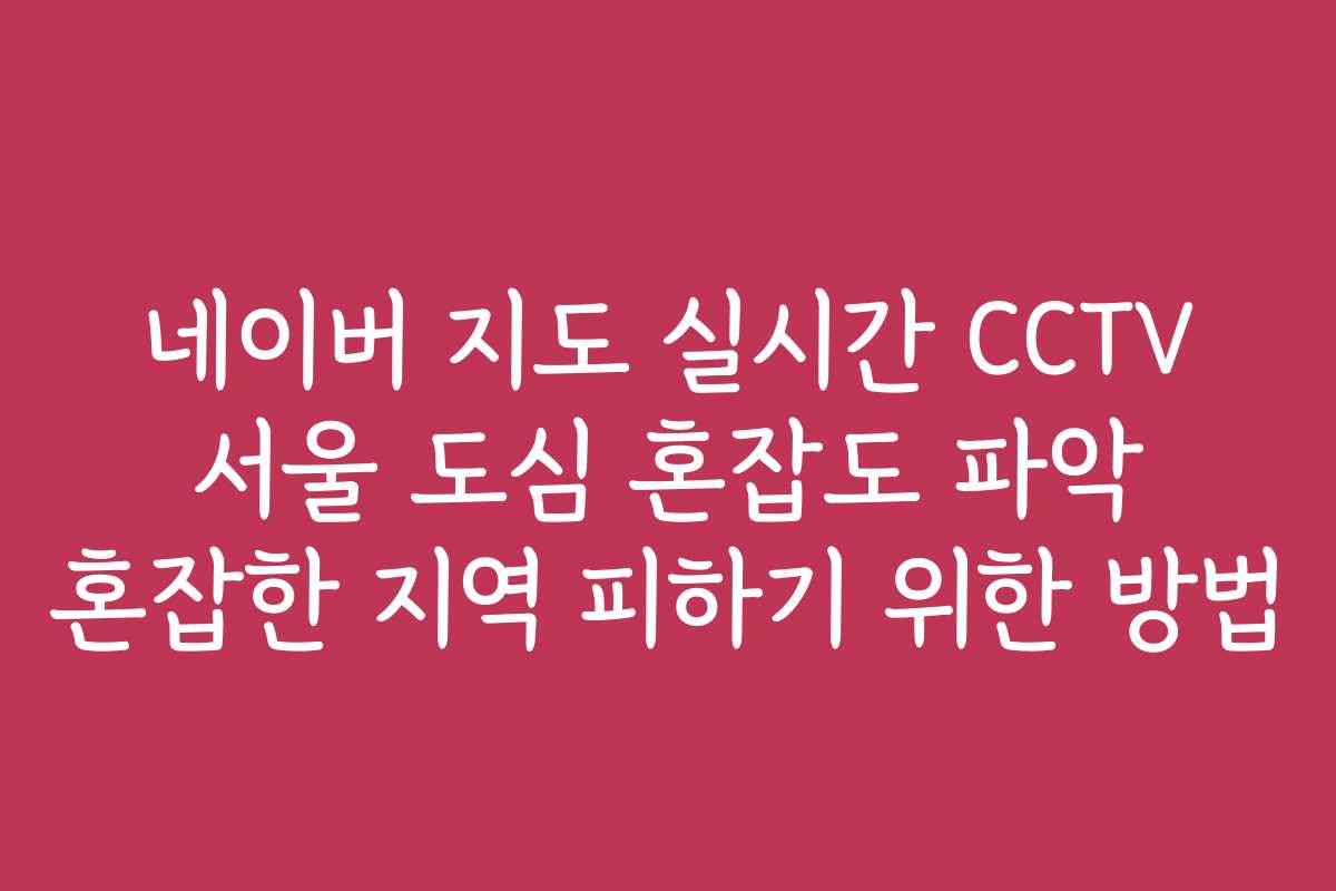 네이버 지도 실시간 CCTV 서울 도심 혼잡도 파악 혼잡한 지역 피하기 위한 방법