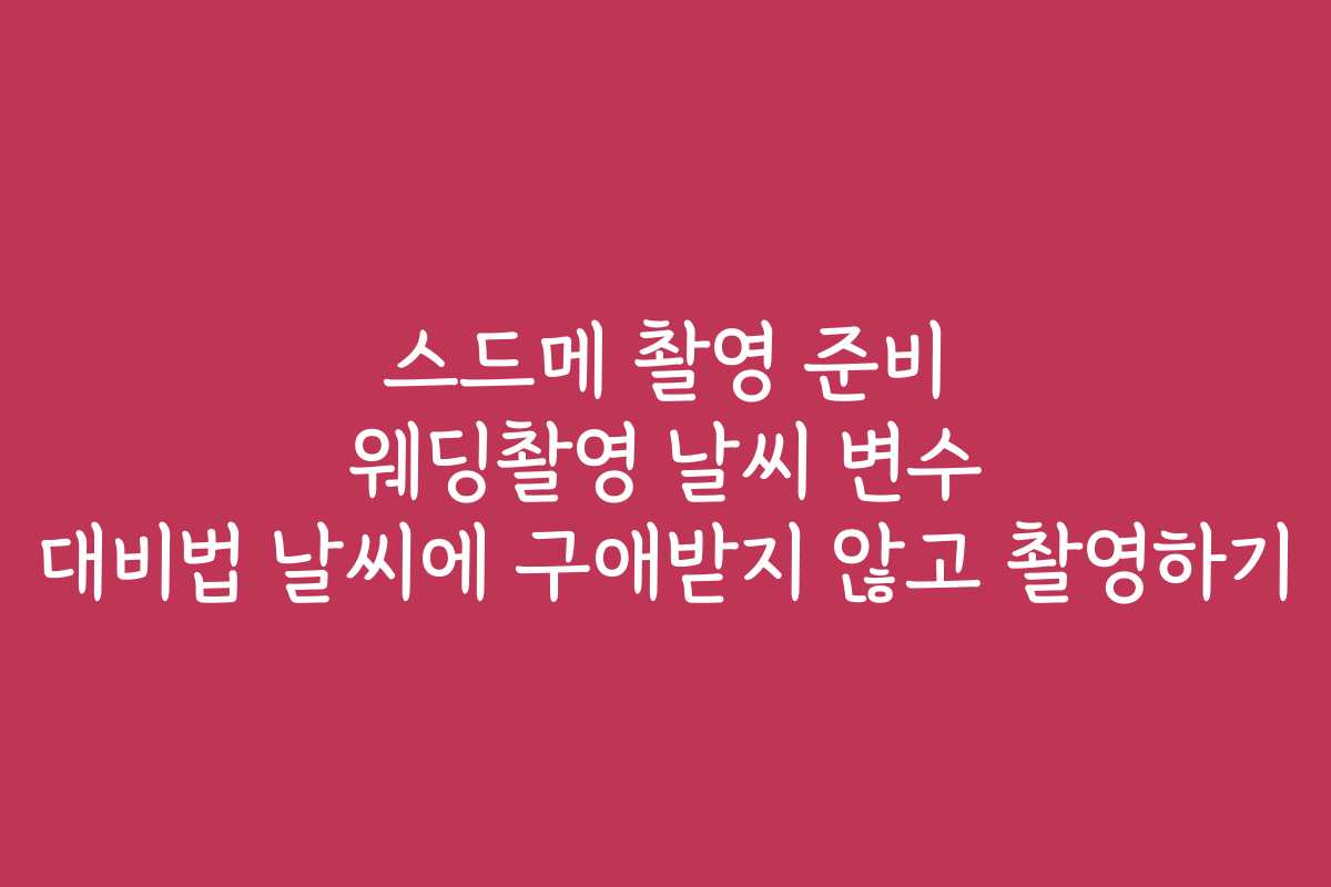 스드메 촬영 준비 웨딩촬영 날씨 변수 대비법 날씨에 구애받지 않고 촬영하기