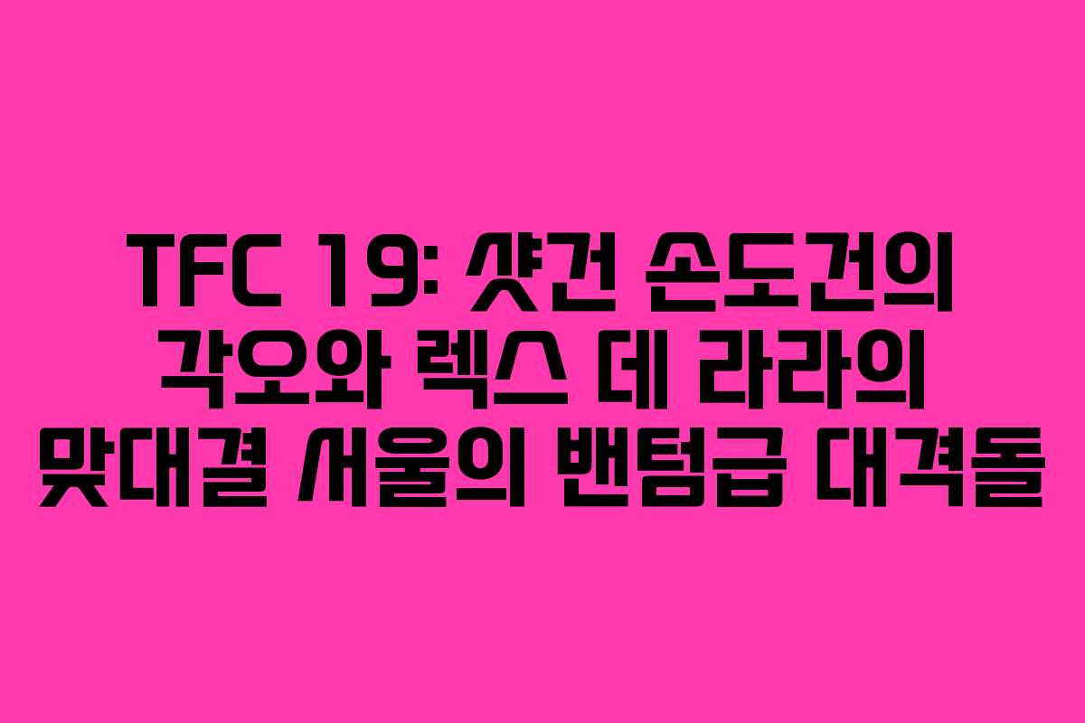 TFC 19: 샷건 손도건의 각오와 렉스 데 라라의 맞대결 서울의 밴텀급 대격돌