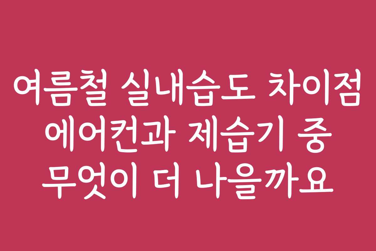 여름철 실내습도 차이점 에어컨과 제습기 중 무엇이 더 나을까요