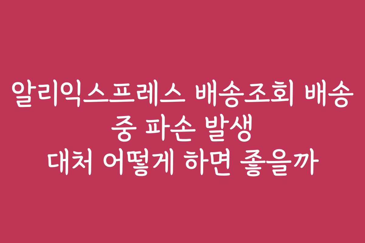 알리익스프레스 배송조회 배송 중 파손 발생 대처 어떻게 하면 좋을까