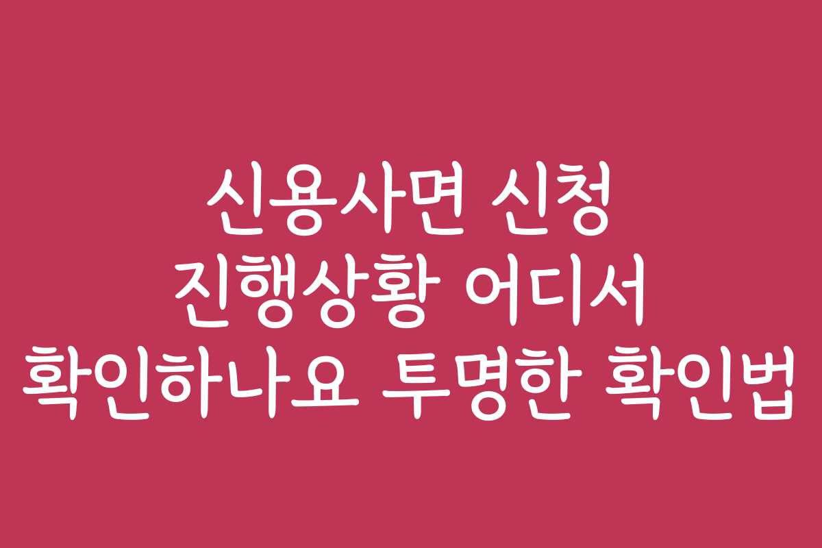 신용사면 신청 진행상황 어디서 확인하나요 투명한 확인법