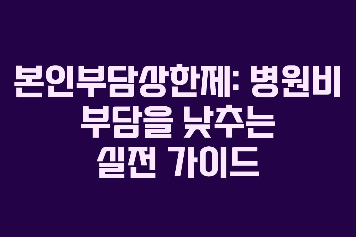 본인부담상한제: 병원비 부담을 낮추는 실전 가이드
