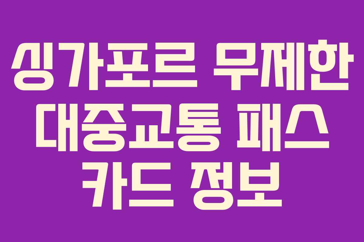 싱가포르 무제한 대중교통 패스 카드 정보
