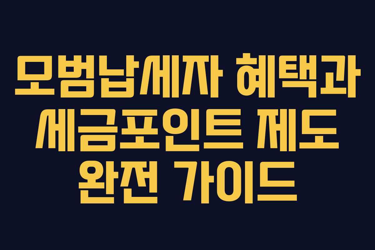 모범납세자 혜택과 세금포인트 제도 완전 가이드