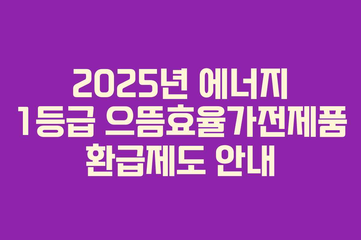 2025년 에너지 1등급 으뜸효율가전제품 환급제도 안내