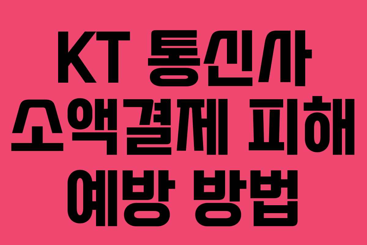 KT 통신사 소액결제 피해 예방 방법