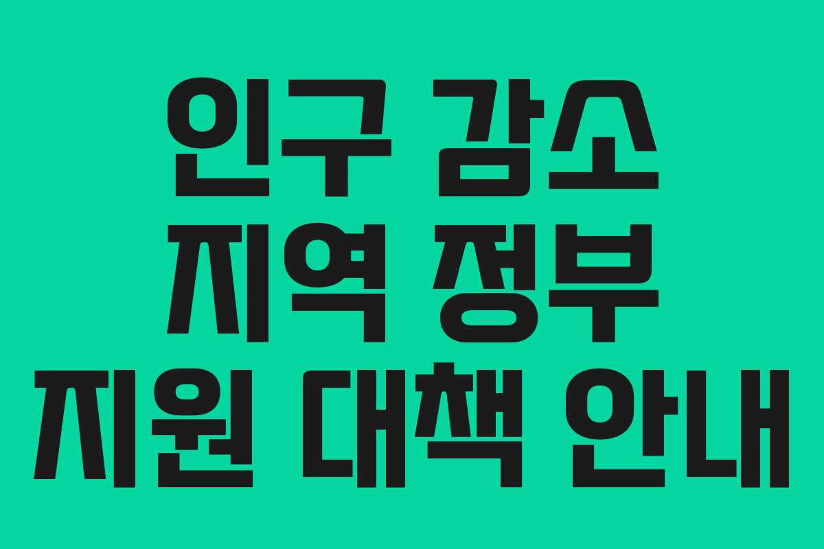 인구 감소 지역 정부 지원 대책 안내
