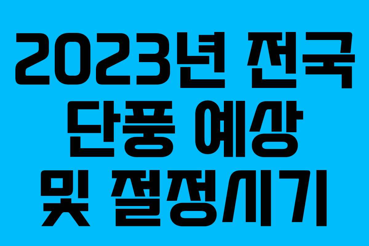 2023년 전국 단풍 예상 및 절정시기