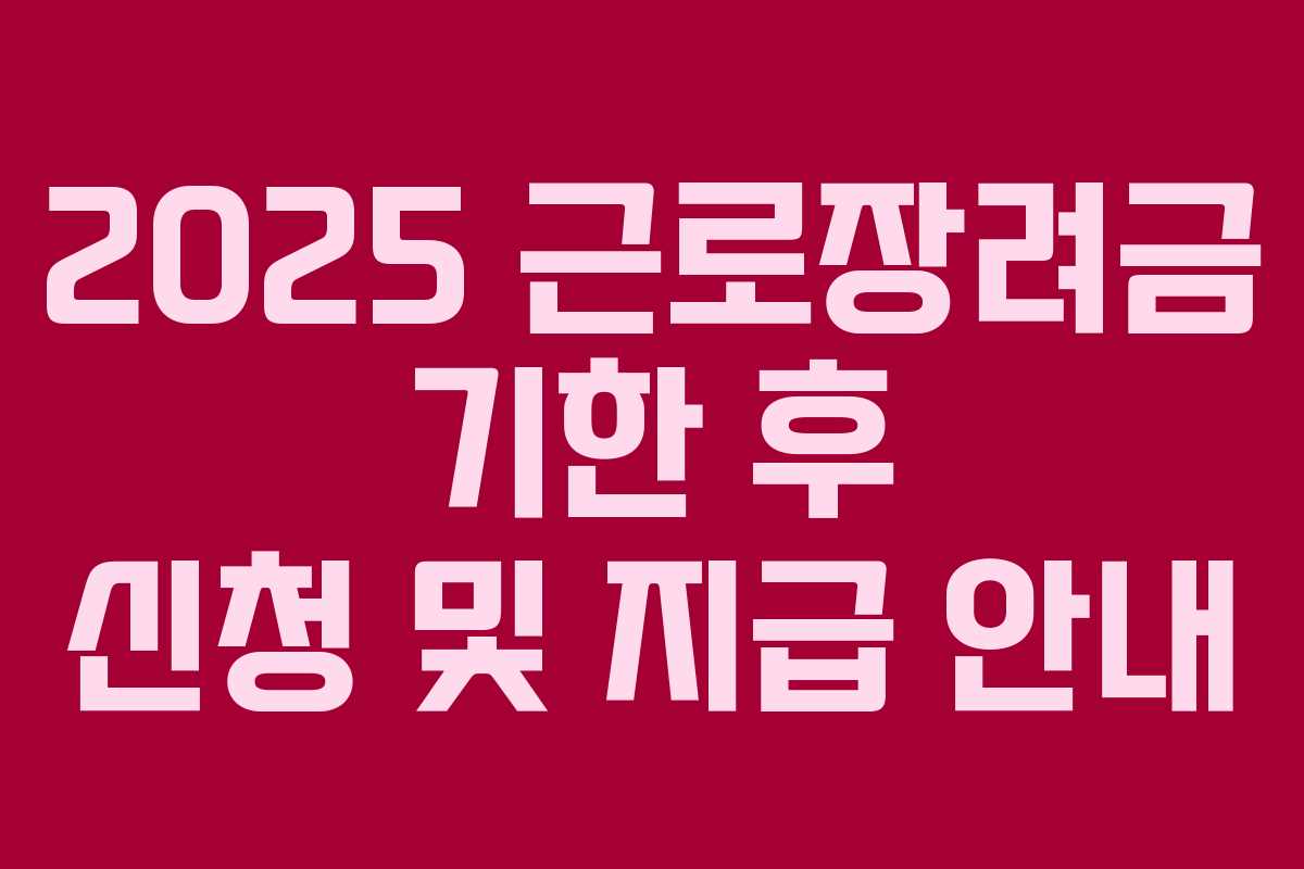 2025 근로장려금 기한 후 신청 및 지급 안내 2025 근로장려금 기한 후 신청 및 지급 안내