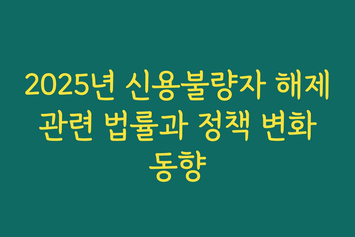 2025년 신용불량자 해제 관련 법률과 정책 변화 동향