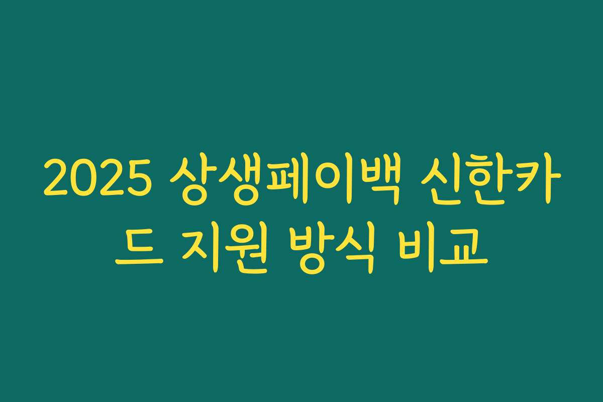 2025 상생페이백 신한카드 지원 방식 비교 2025 상생페이백 신한카드 지원 방식 비교