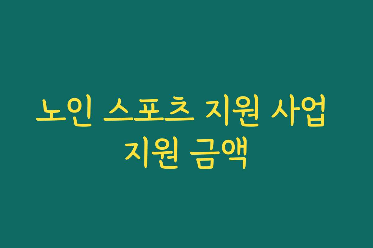 노인 스포츠 지원 사업 지원 금액