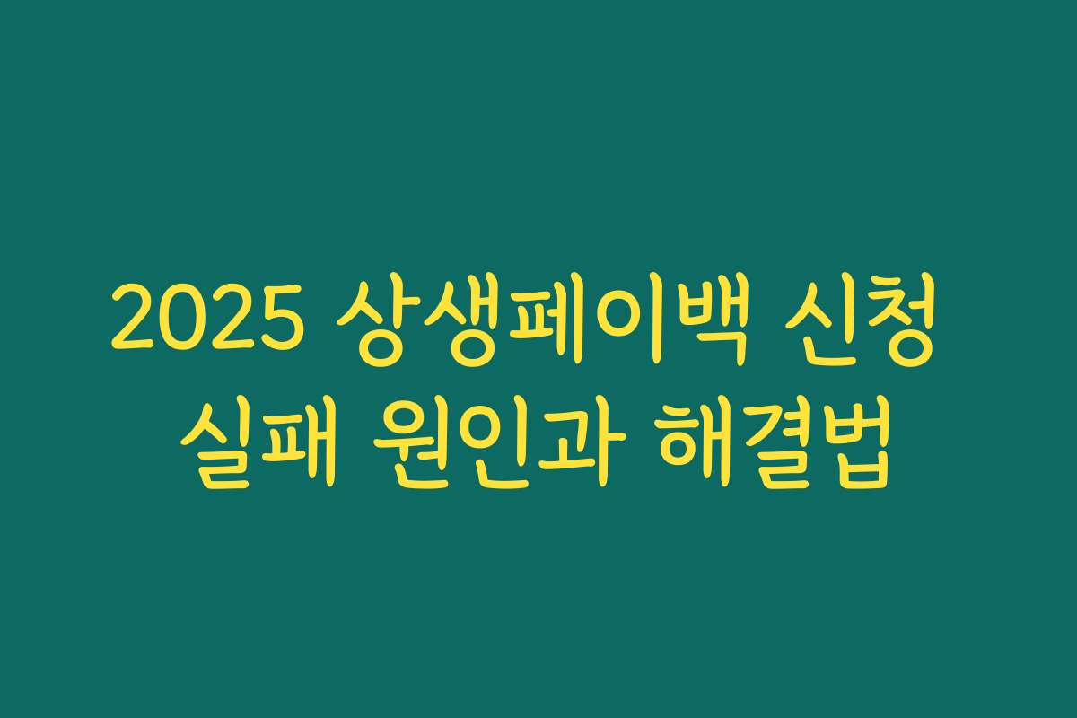 2025 상생페이백 신청 실패 원인과 해결법 2025 상생페이백 신청 실패 원인과 해결법