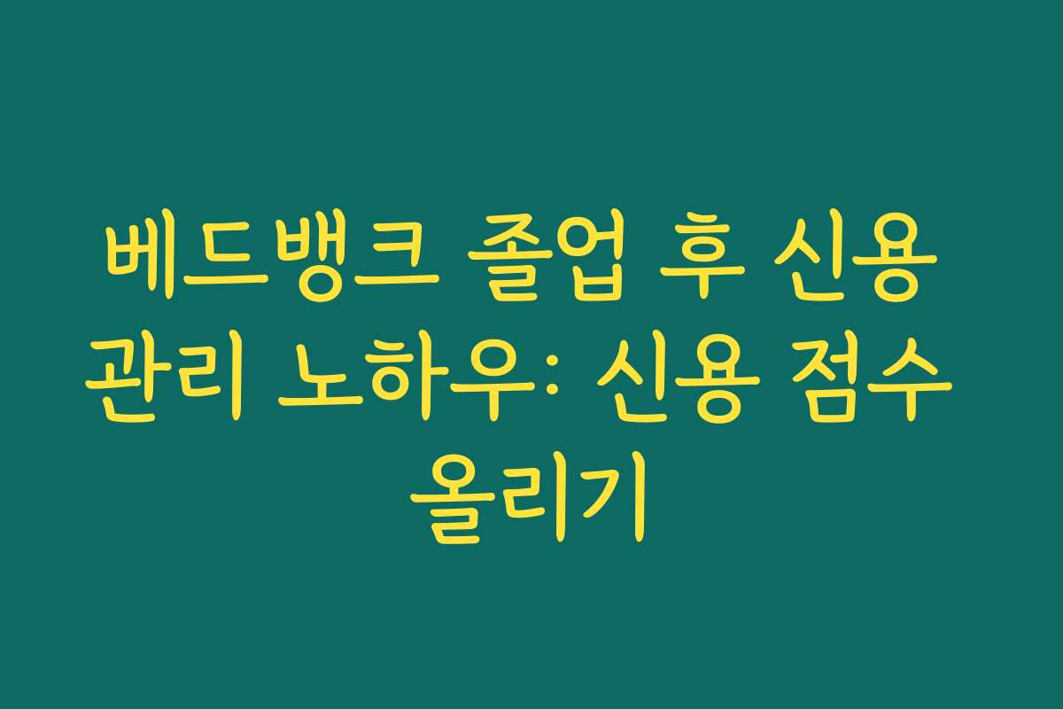 베드뱅크 졸업 후 신용 관리 노하우: 신용 점수 올리기