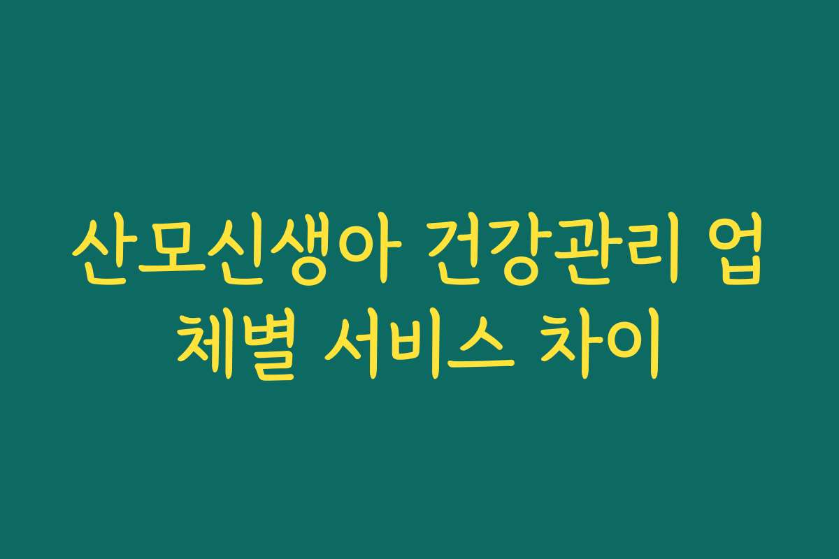 산모신생아 건강관리 업체별 서비스 차이 산모신생아 건강관리 업체별 서비스 차이